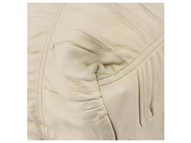 PRADA Hand Bag Leather Ivory Gold Auth bs35142 Golden Cream - view 16