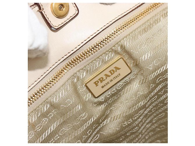 PRADA Hand Bag Leather Ivory Gold Auth bs35142 Golden Cream - view 19