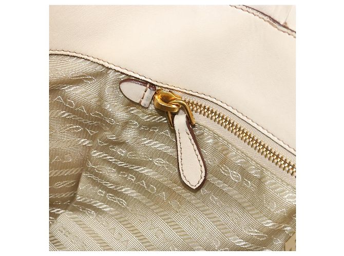 PRADA Hand Bag Leather Ivory Gold Auth bs35142 Golden Cream - view 22