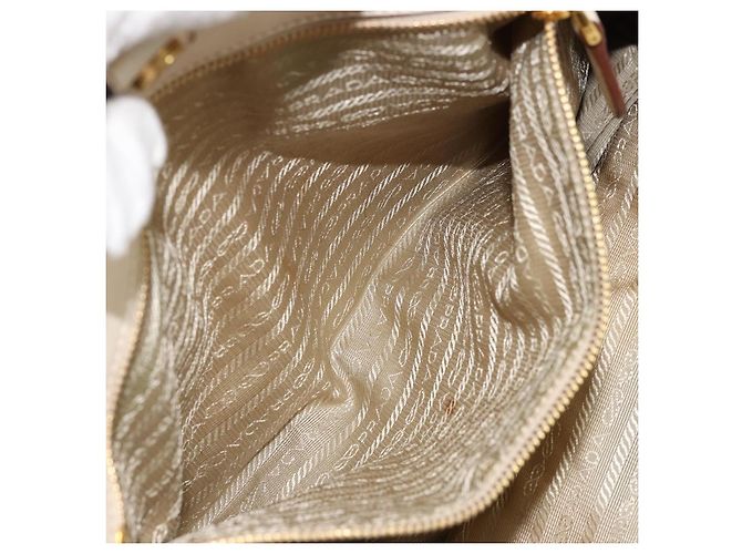 PRADA Hand Bag Leather Ivory Gold Auth bs35142 Golden Cream - view 23