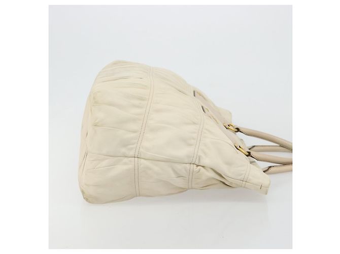 PRADA Hand Bag Leather Ivory Gold Auth bs35142 Golden Cream - view 3