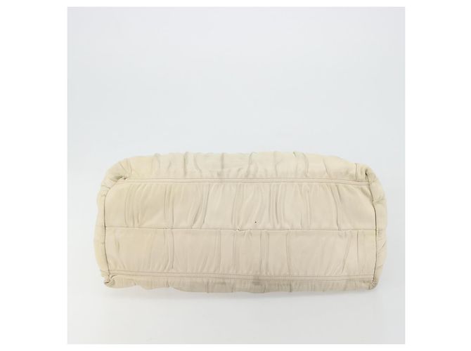 PRADA Hand Bag Leather Ivory Gold Auth bs35142 Golden Cream - view 5
