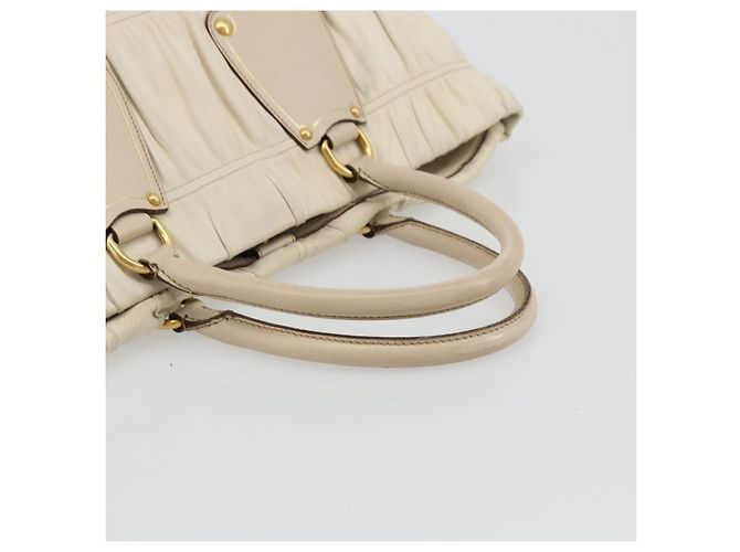 PRADA Hand Bag Leather Ivory Gold Auth bs35142 Golden Cream - view 7