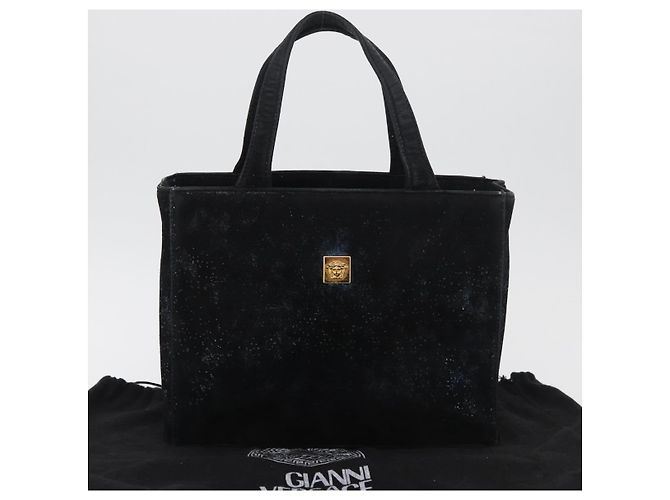 Borsa Gianni Versace in scamosciato nero e oro Auth BA12723A D'oro - vista 12