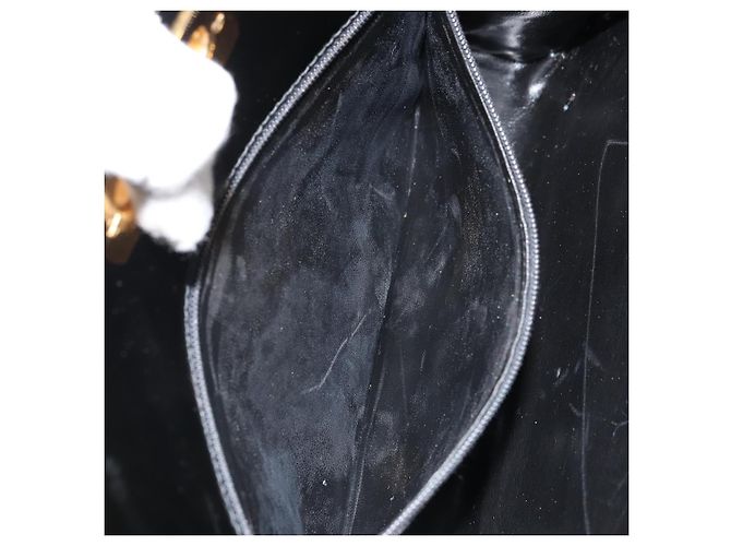 Salvatore Ferragamo Gancini Chain Bag Pelle vernice Nero Oro Auth bs35209 D'oro - vista 11
