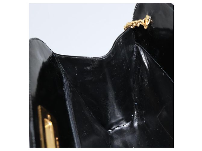 Salvatore Ferragamo Gancini Chain Bag Pelle vernice Nero Oro Auth bs35209 D'oro - vista 19