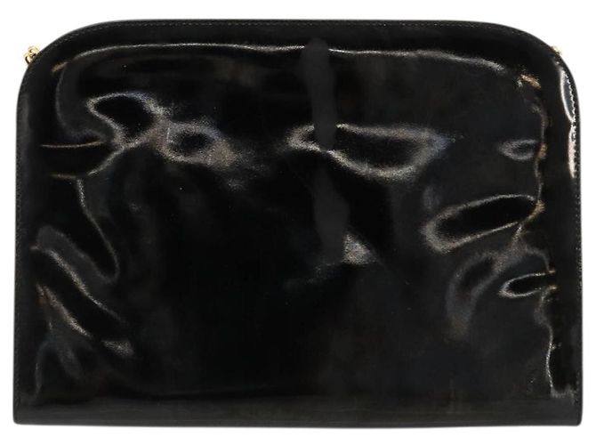 Salvatore Ferragamo Gancini Chain Bag Pelle vernice Nero Oro Auth bs35209 D'oro - vista 2