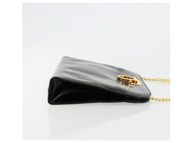 Salvatore Ferragamo Gancini Chain Bag Pelle vernice Nero Oro Auth bs35209 D'oro - vista 3