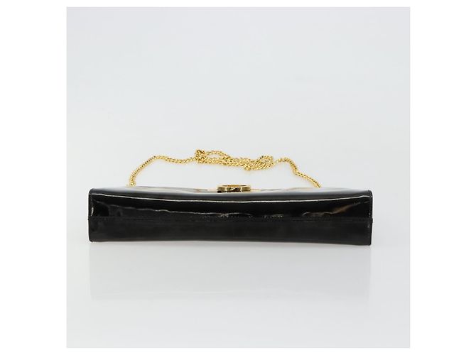 Salvatore Ferragamo Gancini Chain Bag Pelle vernice Nero Oro Auth bs35209 D'oro - vista 5