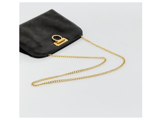 Salvatore Ferragamo Gancini Chain Bag Pelle vernice Nero Oro Auth bs35209 D'oro - vista 7