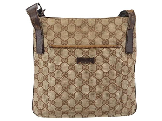 Borsa a Spalla GUCCI GG Canvas Beige Argento 122793 Auth 181168 - vista 13