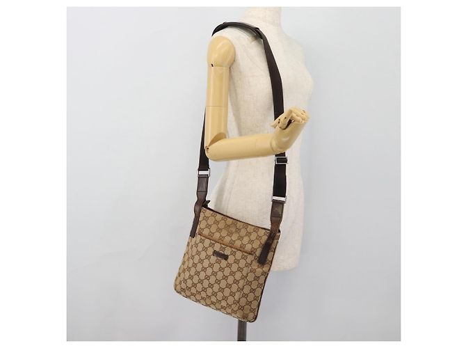 Borsa a Spalla GUCCI GG Canvas Beige Argento 122793 Auth 181168 - vista 23