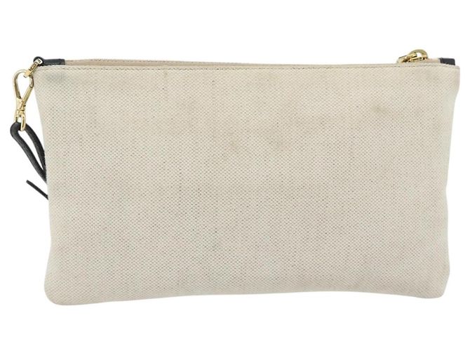 PRADA Canapa Pouch Canvas White Gold 1NH018 Auth am11659A Bianco D'oro - vista 2