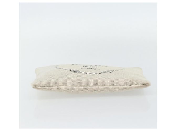 PRADA Canapa Pouch Canvas White Gold 1NH018 Auth am11659A Bianco D'oro - vista 5