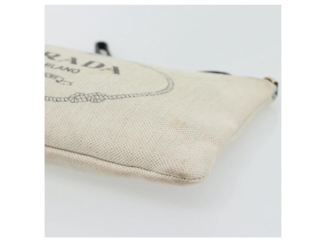 PRADA Canapa Pouch Canvas White Gold 1NH018 Auth am11659A Bianco D'oro - vista 9