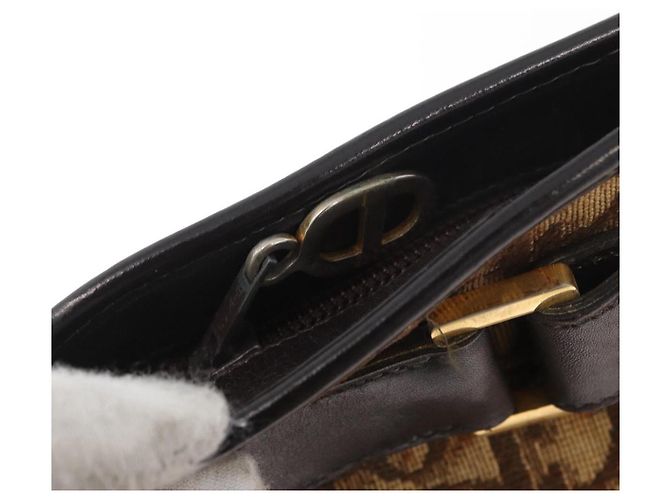 Borsa a Spalla Christian Dior Trotter Canvas Oro Beige Auth 179906 D'oro - vista 10