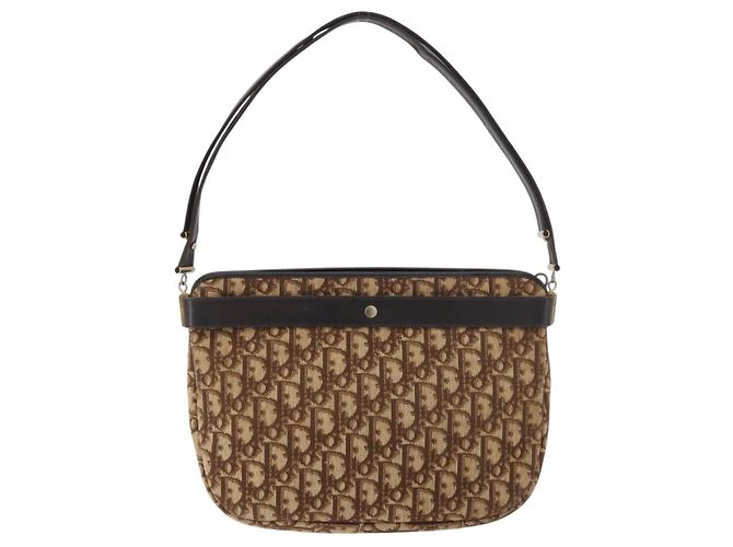 Borsa a Spalla Christian Dior Trotter Canvas Oro Beige Auth 179906 D'oro - vista 2