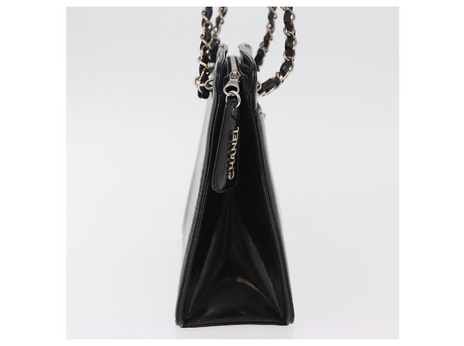 CHANEL Borsa a mano Matelasse con catena in pelle vernice nera argento CC Auth bs35206 Nero - vista 4