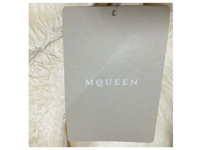 Alexander Mcqueen McQueen Oyster Draped Smashed Satin Midi-Kleid mit asymmetrischem Saum Beige - Ansicht 5