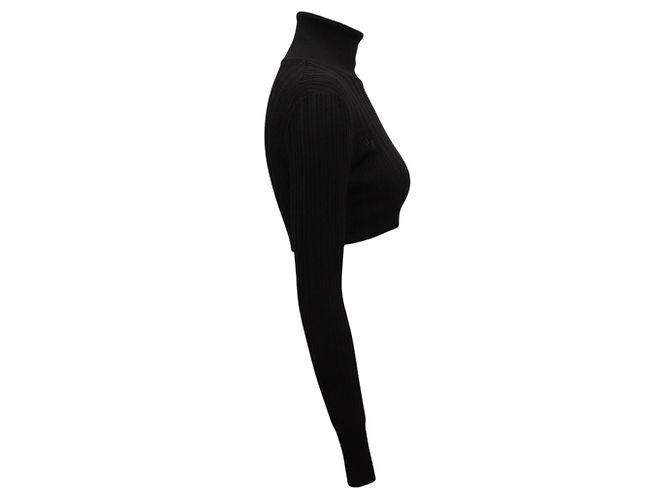 Alaïa Kurzer Alaia Cardigan aus glänzendem Crinoline in Schwarz - Ansicht 2