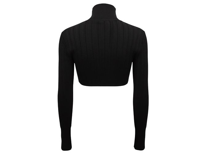 Alaïa Kurzer Alaia Cardigan aus glänzendem Crinoline in Schwarz - Ansicht 3
