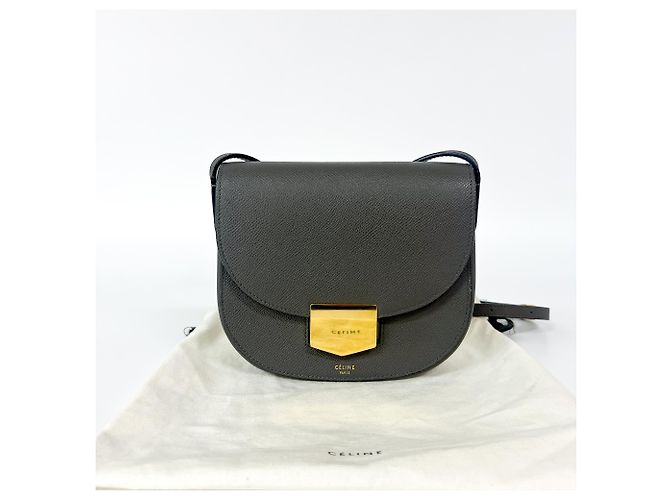 Céline Borsa a tracolla Celine Trotteur in pelle granulata Small Marrone - vista 2