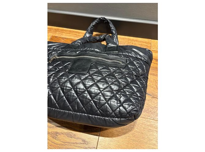 Chanel Borsa Tote in Nylon Trapuntato Nero - vista 7