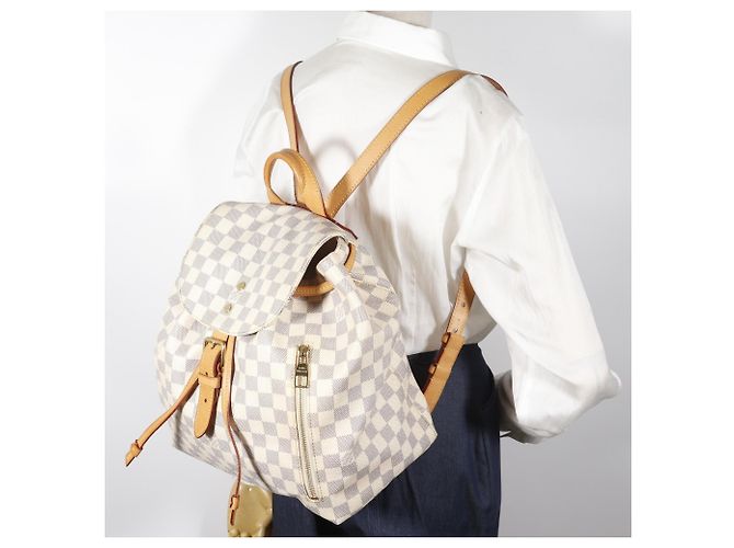 Louis Vuitton Speron Rucksack aus Damier Azur Canvas Weiß - Ansicht 19