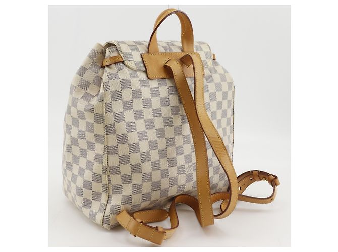 Louis Vuitton Speron Rucksack aus Damier Azur Canvas Weiß - Ansicht 3