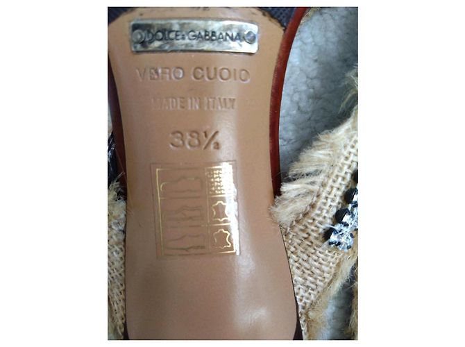 Dolce & Gabbana Sandali Tongs in Pelle Marrone Decorati - vista 7