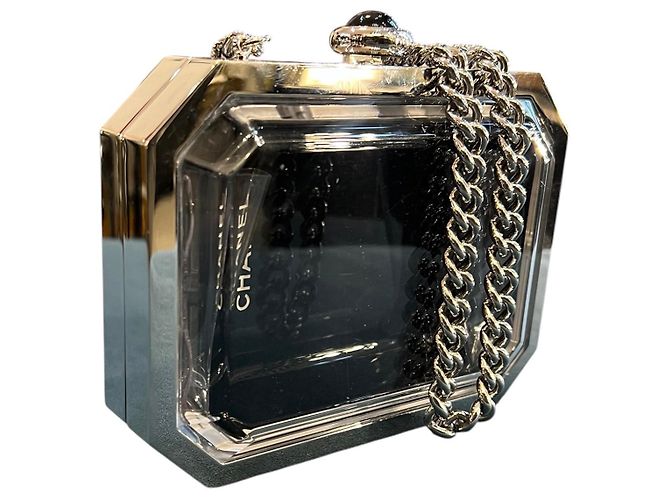 Clutch Premiere in metallo e acrilico Chanel con catena a tracolla - vista 2