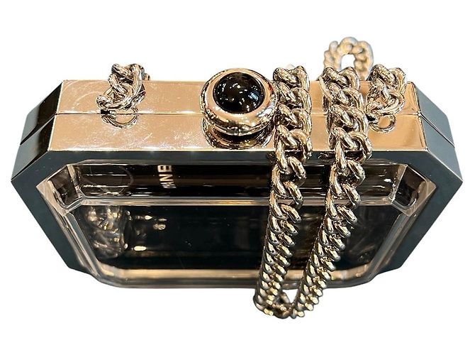 Clutch Premiere in metallo e acrilico Chanel con catena a tracolla - vista 3