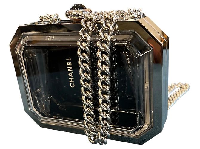Clutch Premiere in metallo e acrilico Chanel con catena a tracolla - vista 4