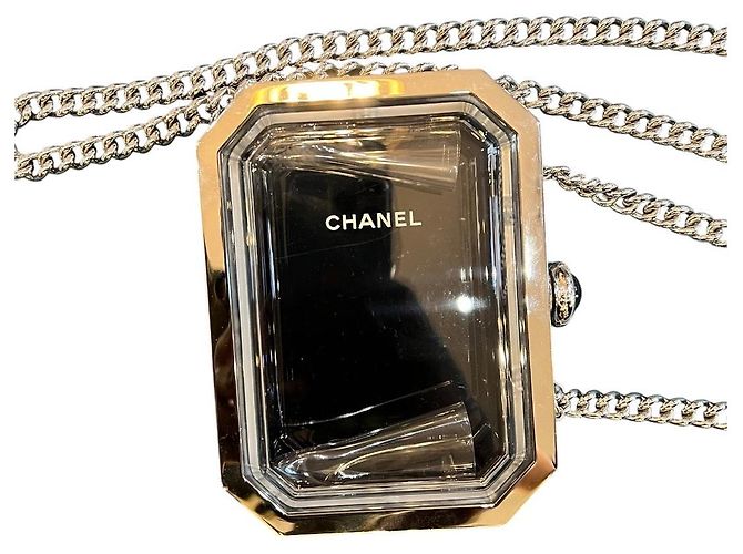 Clutch Premiere in metallo e acrilico Chanel con catena a tracolla - vista 5