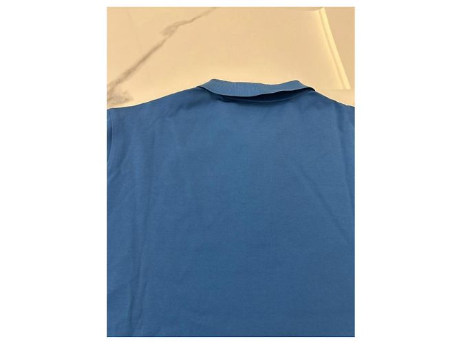 Prada Blue Cotton Logo Polo Shirt - view 4