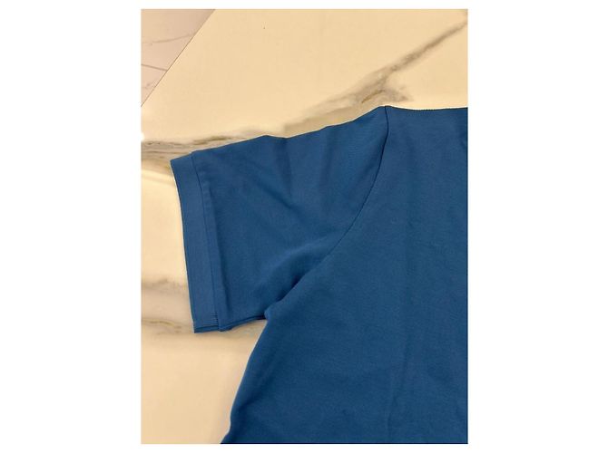 Prada Blue Cotton Logo Polo Shirt - view 7