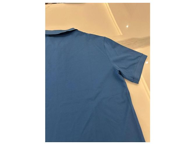 Prada Blue Cotton Logo Polo Shirt - view 8