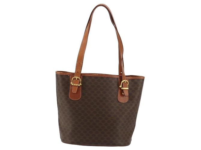 Céline Celine Vintage Macadam Canvas and Leather Marrone - vista 2