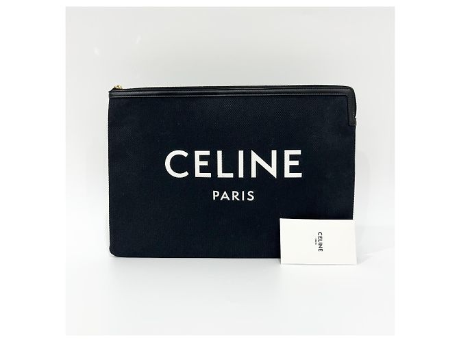 Céline Clutch Celine Canvas Nero - vista 2