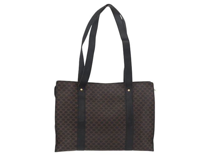 Céline Celine Vintage Macadam Shopper Tote Coated Canvas Medium Black - view 2