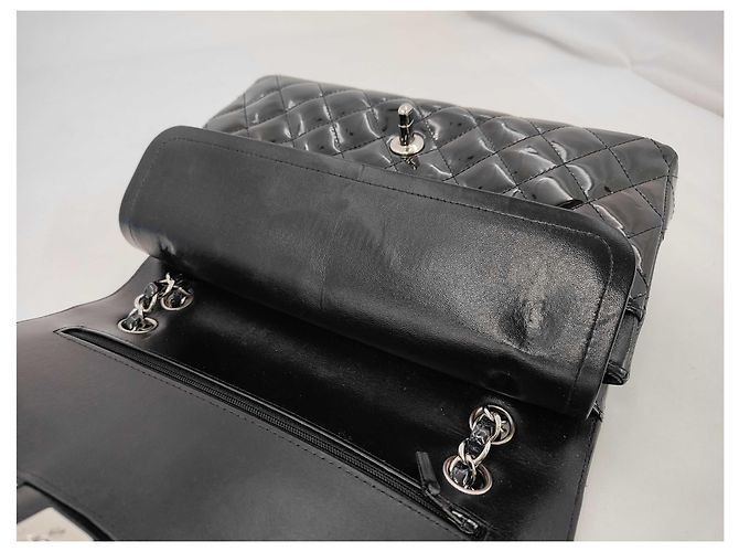 Chanel Timeless - Bolsa Classic Double Flap Matelassê Verniz Médio Preto - vista 7