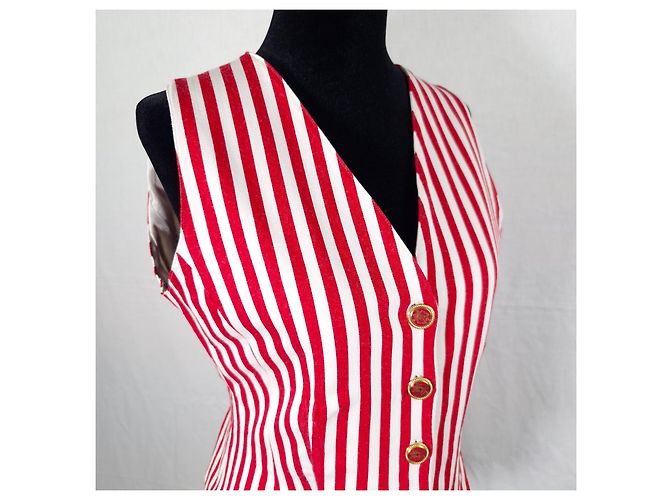 Guy Laroche Chaleco de rayas rojas y blancas Blanco - vista 3