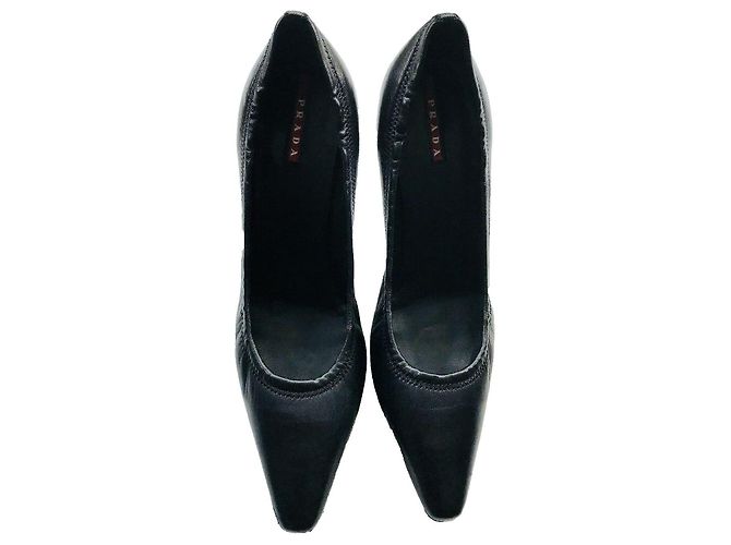 Décolleté a punta in pelle nera Prada Nero - vista 2
