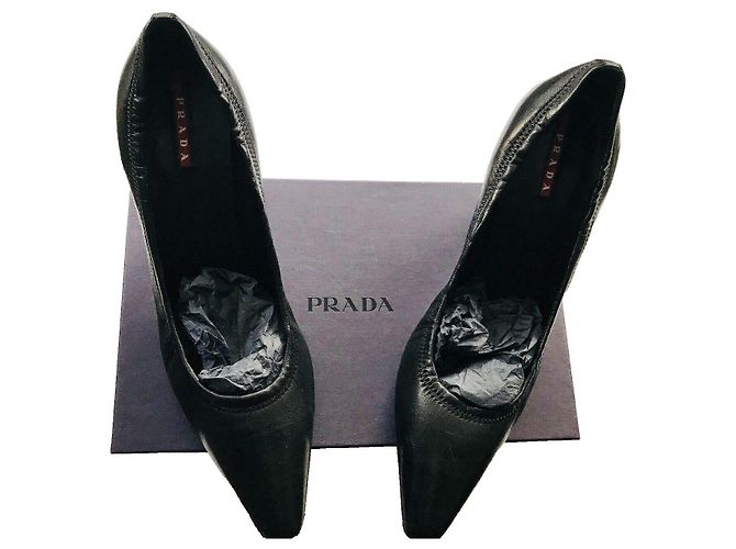 Décolleté a punta in pelle nera Prada Nero - vista 4