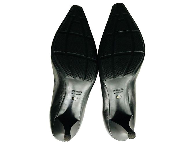 Décolleté a punta in pelle nera Prada Nero - vista 7