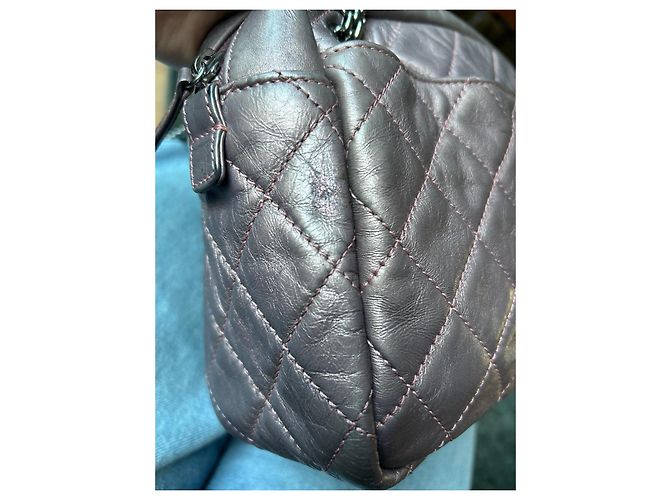 Borsa Chanel 2.55 in pelle metallizzata Rosa Porpora - vista 11