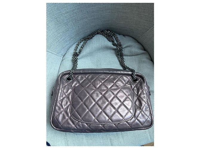 Borsa Chanel 2.55 in pelle metallizzata Rosa Porpora - vista 3