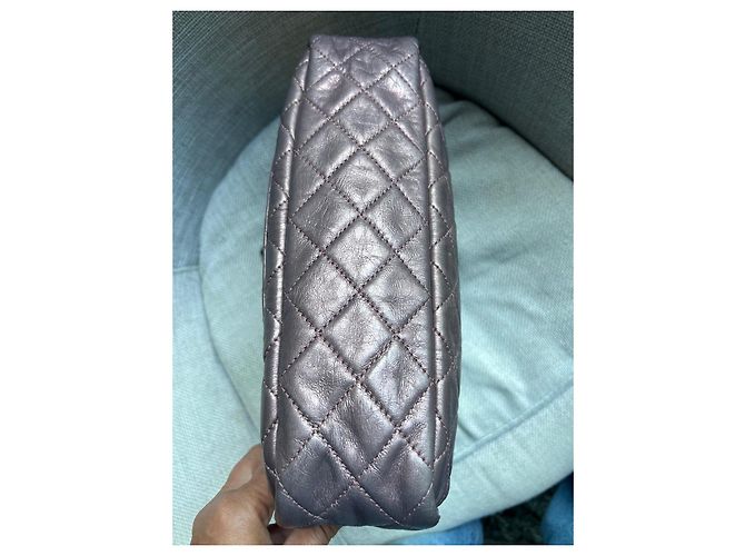 Borsa Chanel 2.55 in pelle metallizzata Rosa Porpora - vista 6