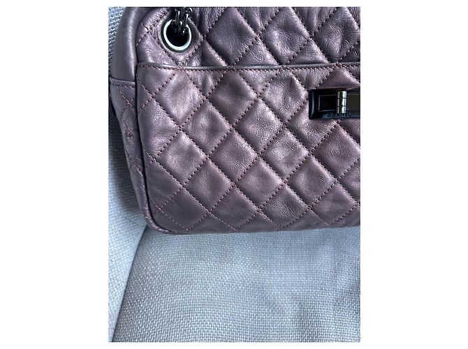 Borsa Chanel 2.55 in pelle metallizzata Rosa Porpora - vista 7