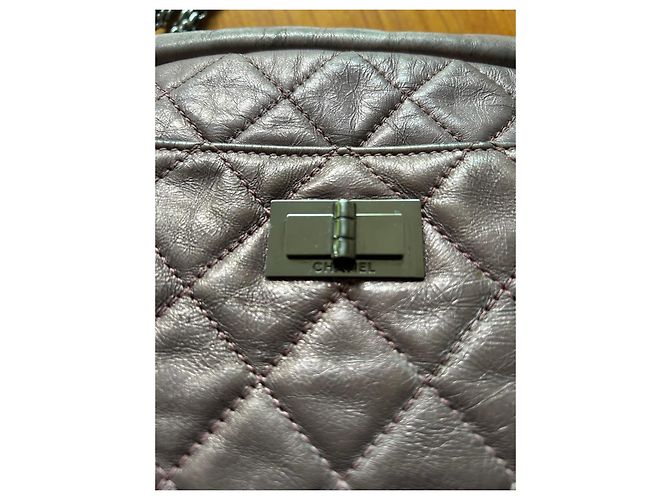 Borsa Chanel 2.55 in pelle metallizzata Rosa Porpora - vista 8